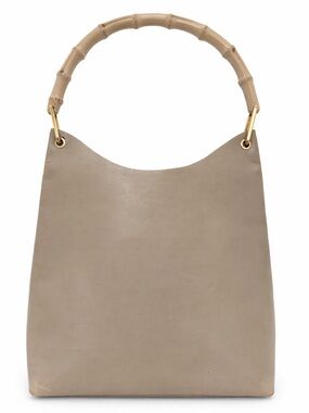 Gucci Bamboo Handle Tote Taupe Leather Tom Ford Era Italy w/ Pouch Authentic